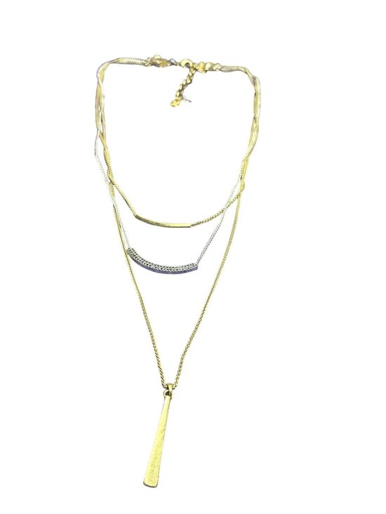 Lucky Brand Jewelry - Lucky Brand 3 in 1 Necklace Goldtone Silvertone Black Rhinestones Boho Retro